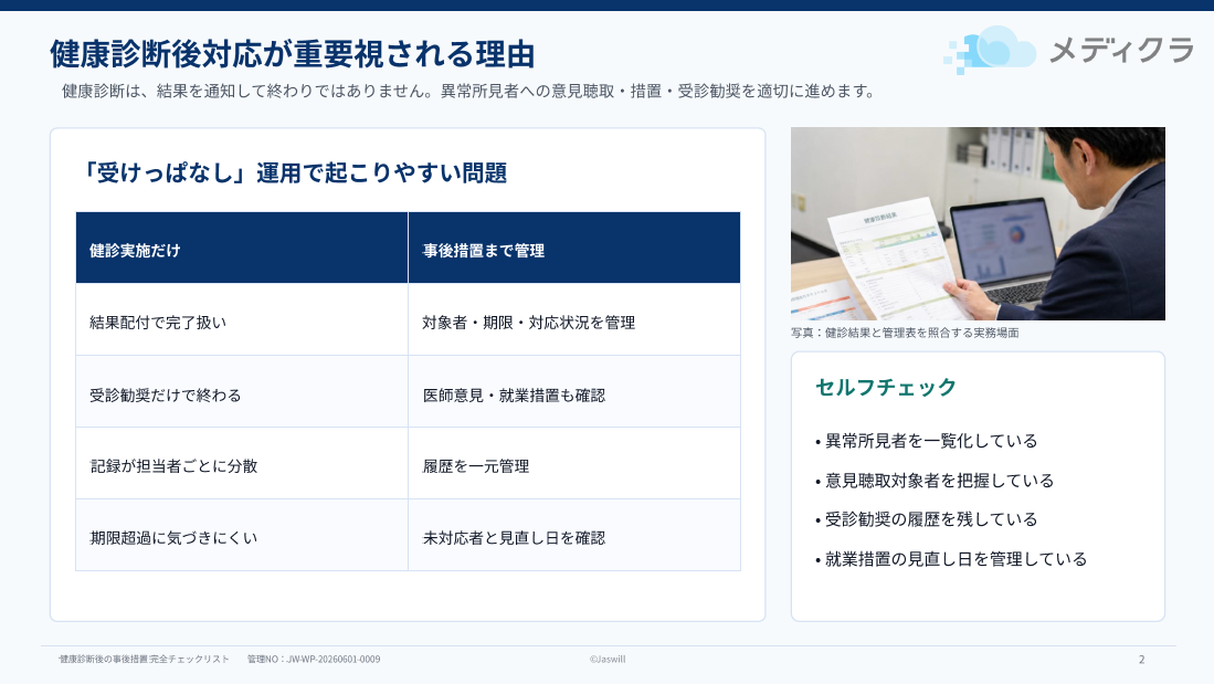 健康診断後の「事後措置」完全チェックリスト